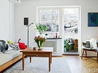 北欧风格小户型简洁白色60平米客厅沙发图片