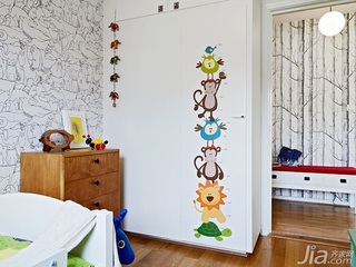 北欧风格小户型60平米儿童房卧室背景墙儿童床图片