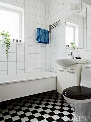 北欧风格小户型简洁黑白60平米卫生间洗手台效果图