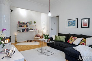 北欧风格小户型简洁白色50平米客厅沙发图片
