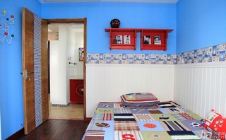 中式风格三居室120平米儿童房背景墙床图片
