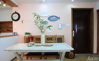 中式风格三居室120平米玄关餐厅背景墙餐桌效果图