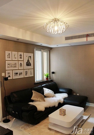 简约风格二居室80平米客厅照片墙设计图纸
