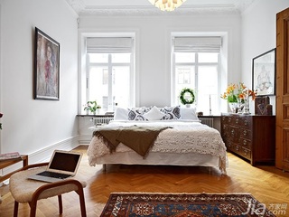 北欧风格二居室白色卧室床效果图