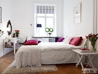 北欧风格二居室时尚白色卧室床效果图