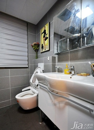 简约风格三居室富裕型卫生间洗手台婚房家装图片