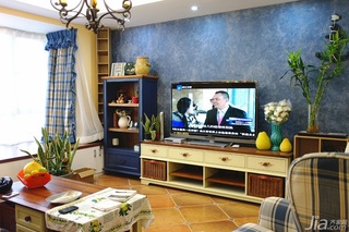 地中海风格20万以上120平米电视背景墙电视柜图片