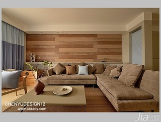 陈禹简约风格三居室原木色富裕型客厅沙发背景墙沙发图片
