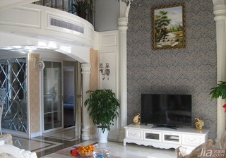 欧式风格复式140平米以上客厅背景墙装修图片