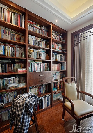 中式风格三居室豪华型书房书架图片