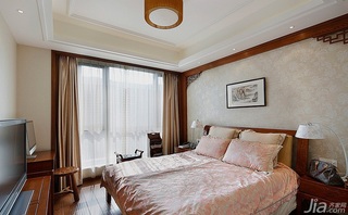 中式风格三居室豪华型卧室卧室背景墙床图片