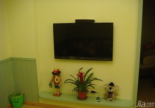 田园风格三居室80平米电视背景墙设计图纸