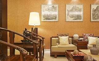 中式风格20万以上140平米以上客厅沙发背景墙设计