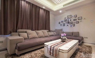 简约风格一居室80平米照片墙沙发效果图