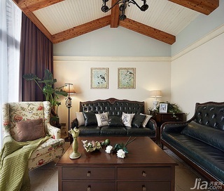 美式风格复式130平米客厅吊顶沙发效果图