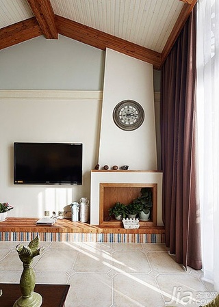 美式风格复式130平米电视背景墙设计图