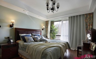 美式风格复式130平米卧室窗帘图片