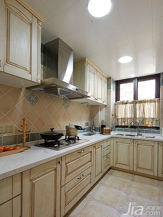 美式风格复式130平米厨房橱柜设计图