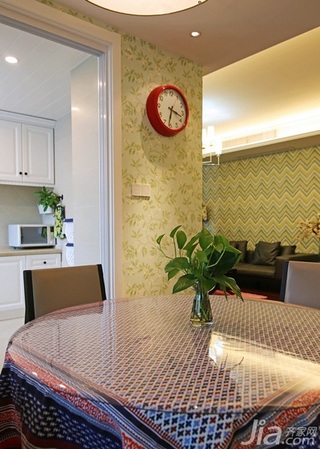 美式风格三居室绿色140平米以上厨房餐桌图片