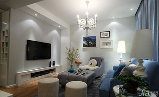 现代简约风格三居室120平米电视背景墙灯具效果图