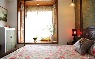 中式风格三居室120平米卧室卧室背景墙床效果图