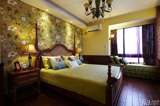 美式乡村风格一居室90平米卧室卧室背景墙床效果图