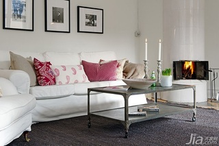 北欧风格二居室唯美白色80平米客厅沙发效果图