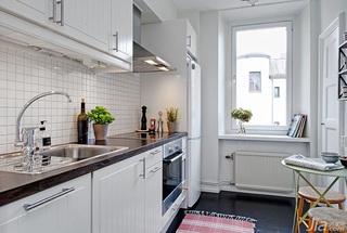 小户型简洁白色厨房洗手台效果图
