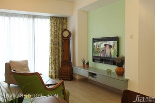 三米设计混搭风格复式富裕型电视背景墙电视柜图片