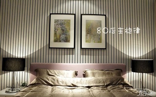 简约风格二居室100平米卧室背景墙婚房设计图