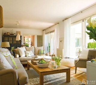 田园风格一居室小清新暖色调经济型客厅沙发图片