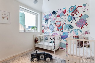 公寓可爱140平米以上儿童房背景墙儿童床效果图