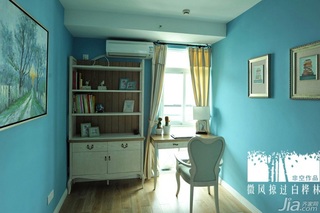 非空混搭风格三居室小清新蓝色富裕型书房装修