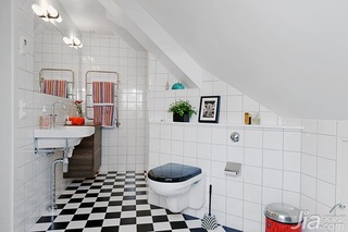 公寓简洁黑白经济型卫生间洗手台效果图