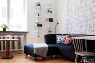 北欧风格小户型温馨蓝色50平米客厅背景墙沙发图片