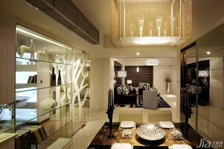 简约风格三居室温馨白色富裕型130平米餐厅飘窗窗帘图片