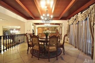 欧式风格别墅大气原木色豪华型140平米以上餐厅吊顶餐桌图片