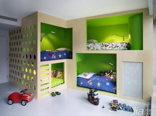 欧式风格三居室富裕型儿童房卧室背景墙床效果图