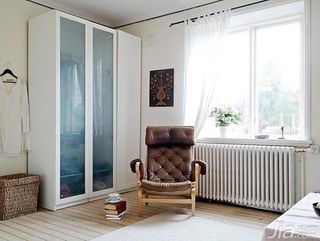 田园风格公寓白色40平米卧室衣柜设计