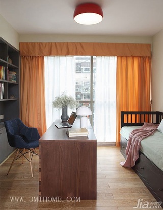 三米设计简约风格公寓经济型130平米书房书桌婚房家居图片