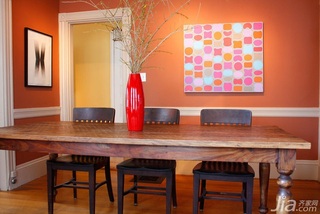 简约风格公寓橙色经济型120平米餐厅背景墙餐桌图片