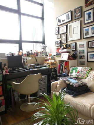混搭风格公寓经济型90平米书房照片墙书桌海外家居