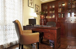 美式乡村风格三居室富裕型120平米书房书桌图片