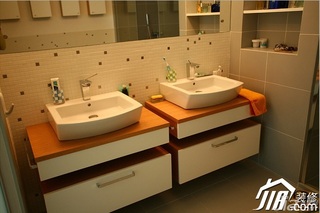 三米设计简约风格公寓经济型130平米洗手台图片