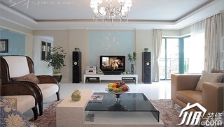 三米设计简约风格公寓富裕型客厅电视背景墙茶几效果图