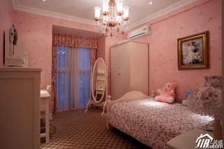 欧式风格奢华粉色豪华型130平米儿童房床图片