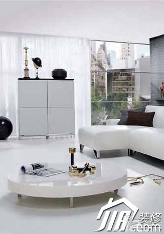 混搭风格公寓简洁白色富裕型100平米客厅茶几效果图