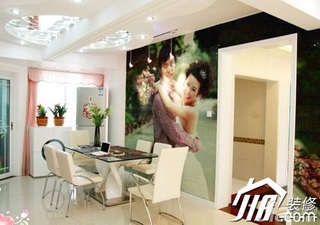 混搭风格复式富裕型130平米餐厅餐厅背景墙餐桌效果图