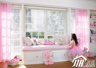 混搭风格粉色富裕型卧室飘窗窗帘图片