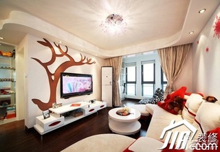 混搭风格公寓浪漫经济型客厅电视背景墙沙发效果图